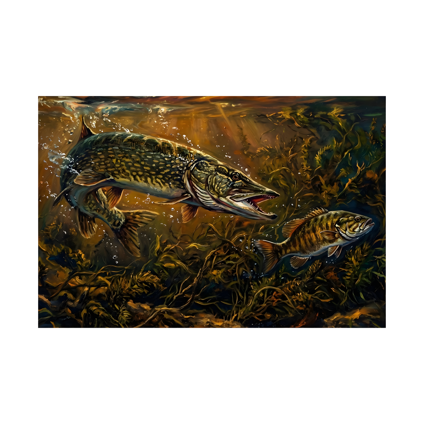 Northern Pike in Deep Water — Matte Horizontal Wall Art