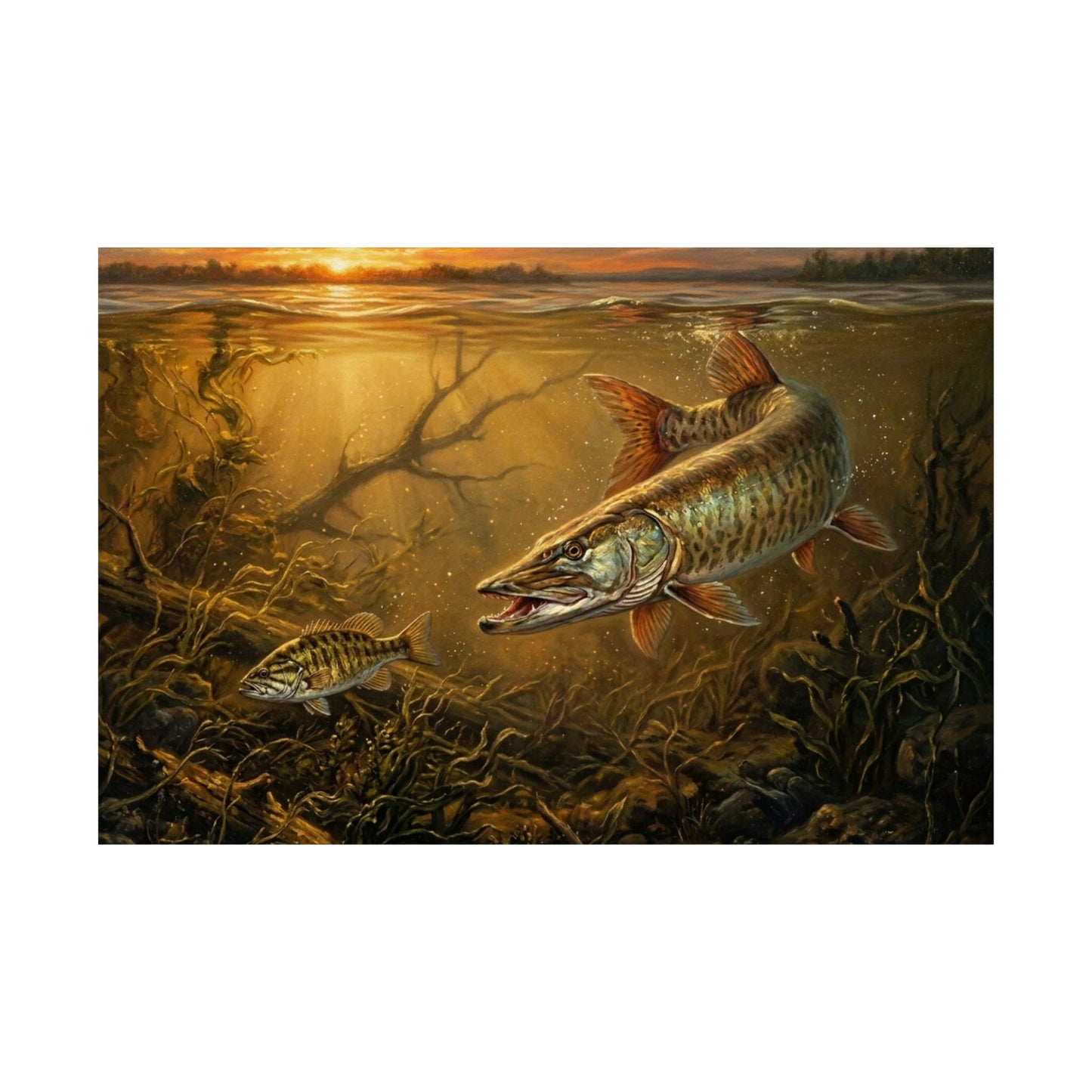 Muskie Underwater Matte Poster — Fishing Art Print