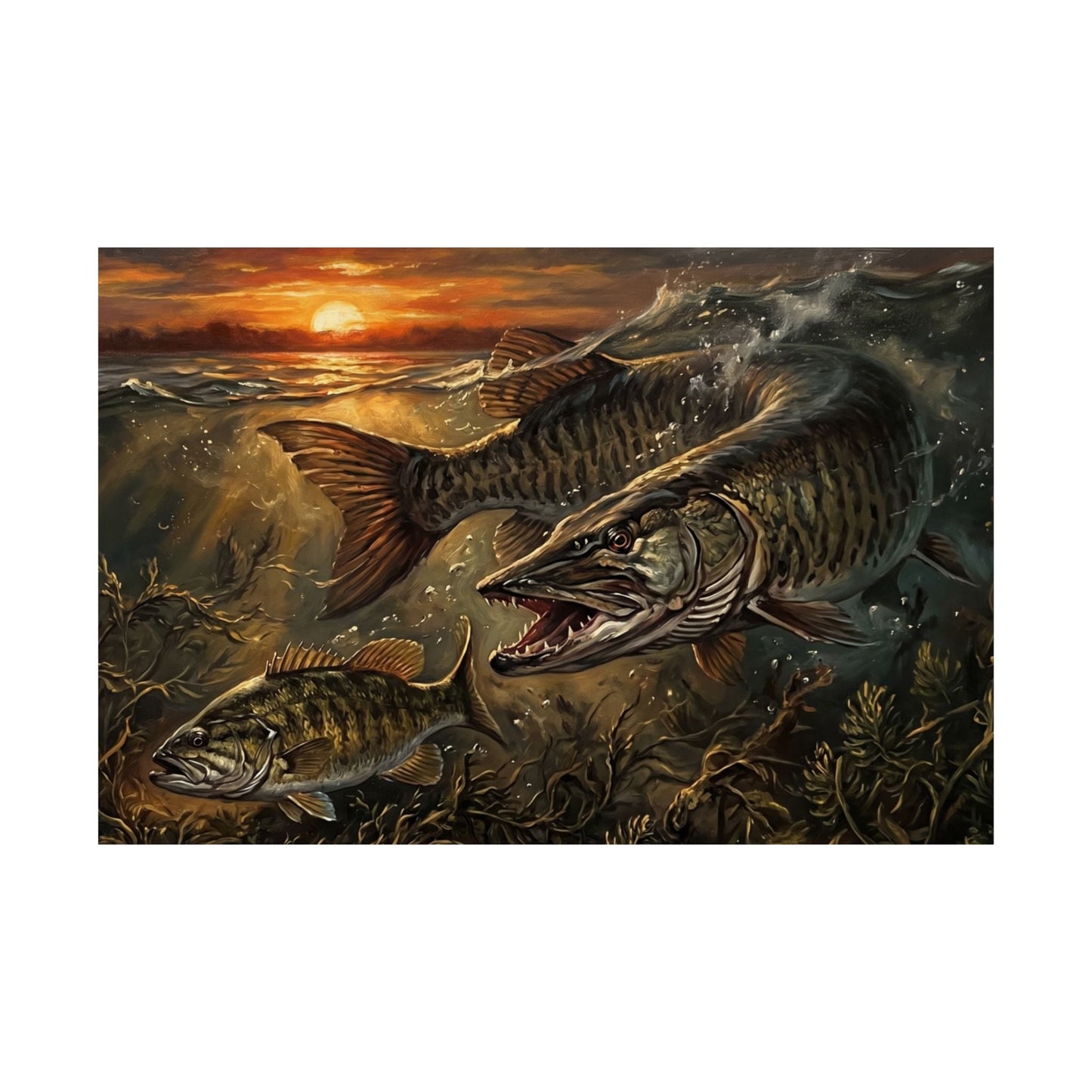 Freshwater muskie art print - horizontal matte poster for anglers