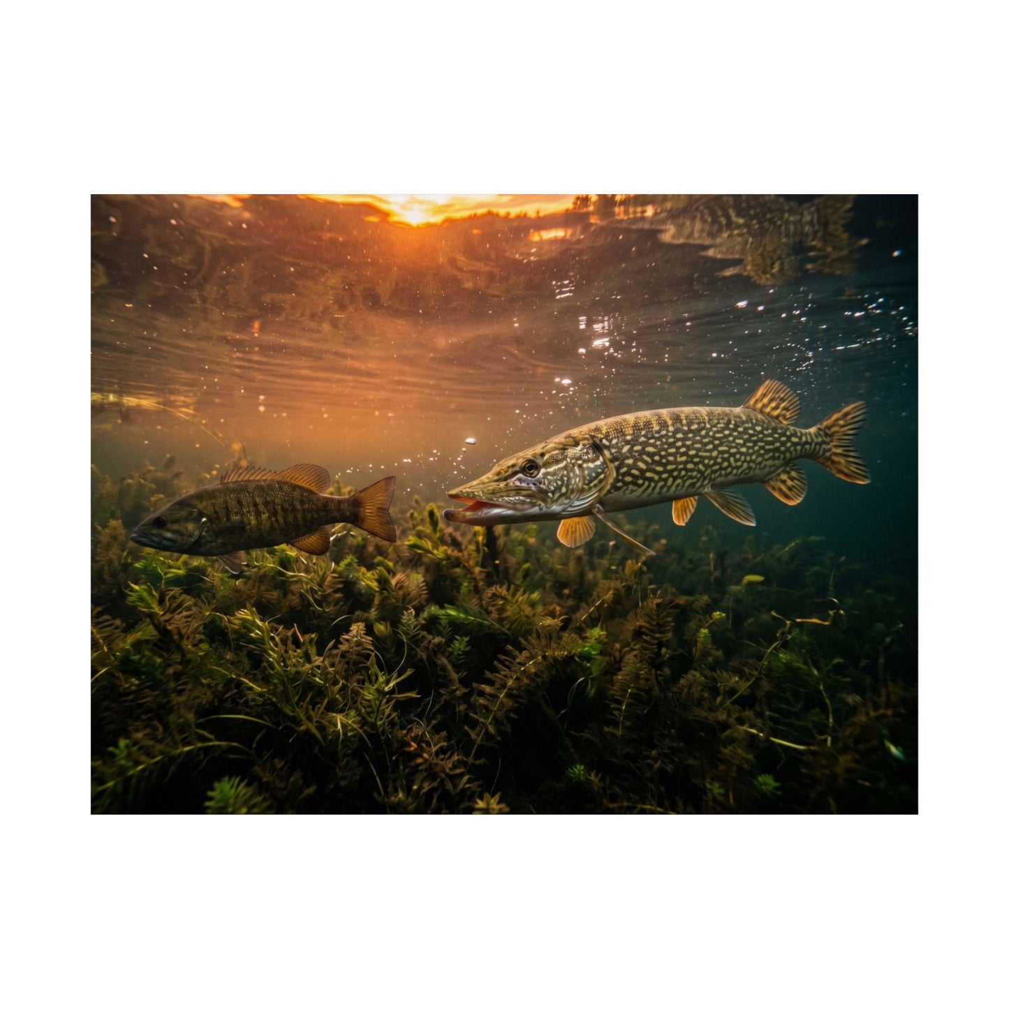 Pike Underwater Matte Poster — Fishing Wild Wall Art