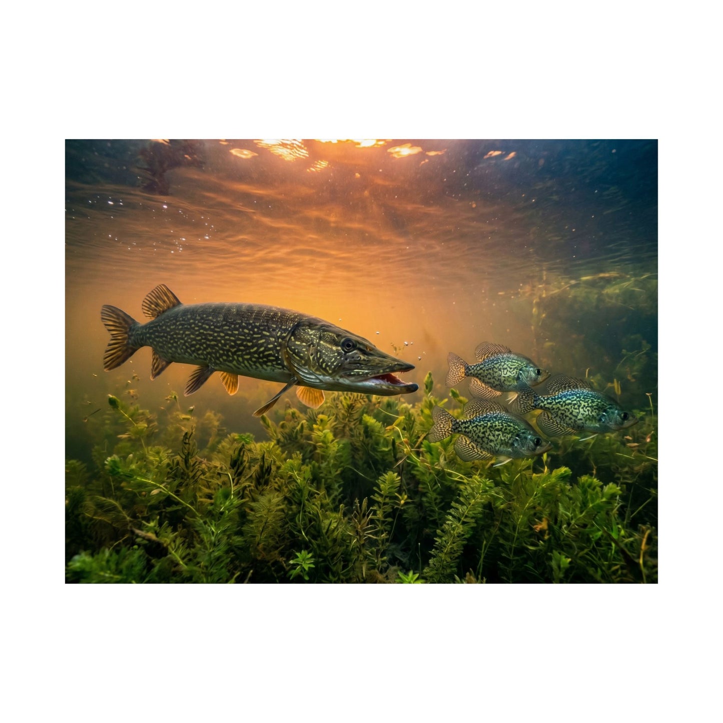 Northern Pike Underwater Matte Poster — Fishing Wall Art for Anglers
