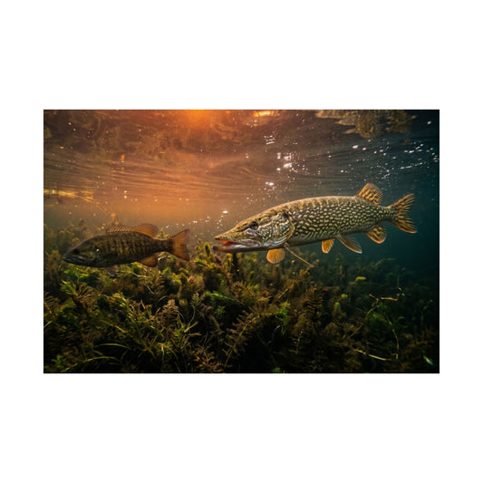 Pike Underwater Matte Poster — Fishing Wild Wall Art