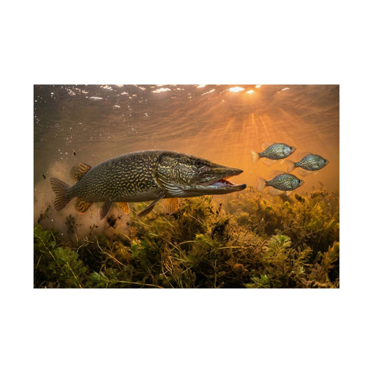 Underwater Pike Poster — Matte Horizontal Fishing Wall Art