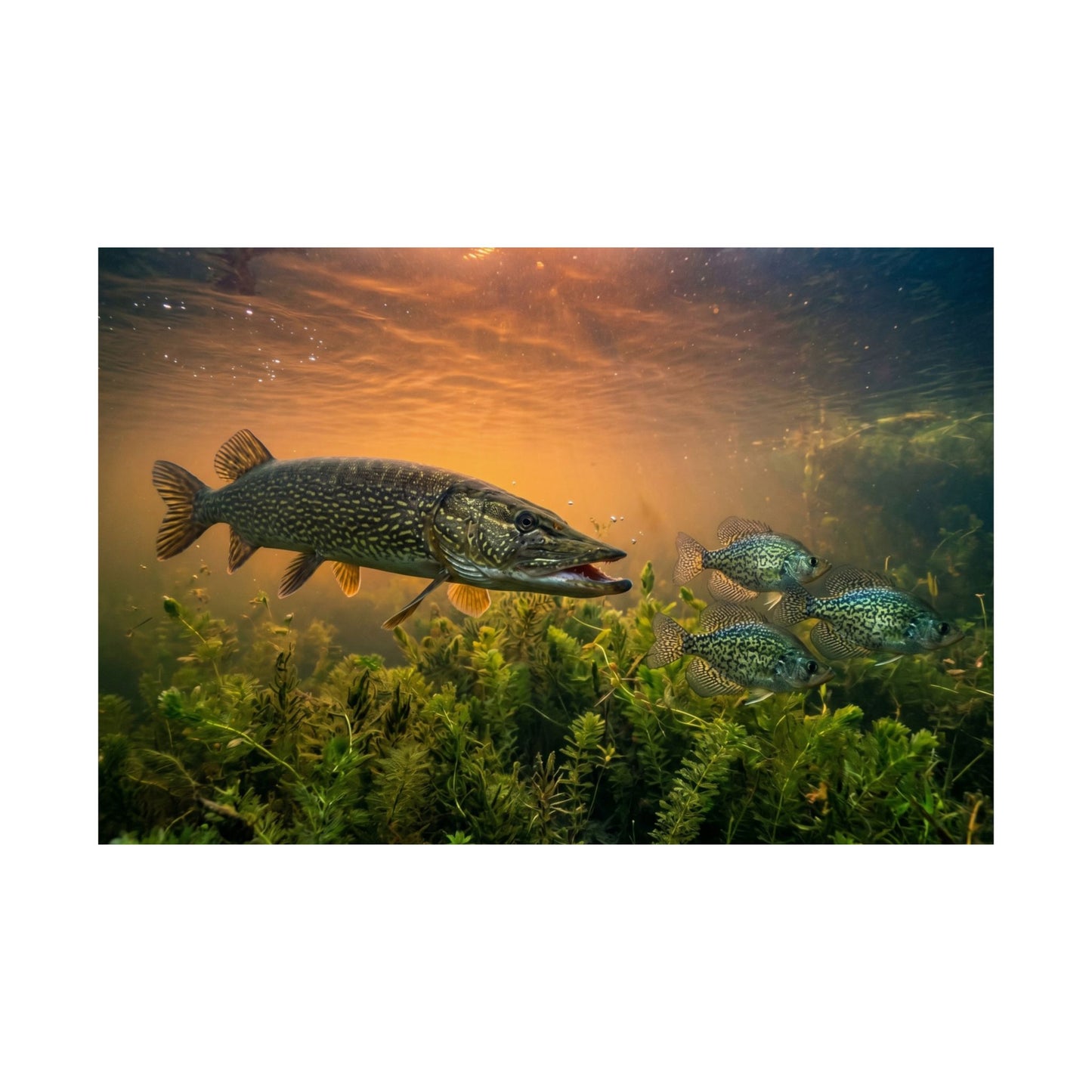Northern Pike Underwater Matte Poster — Fishing Wall Art for Anglers