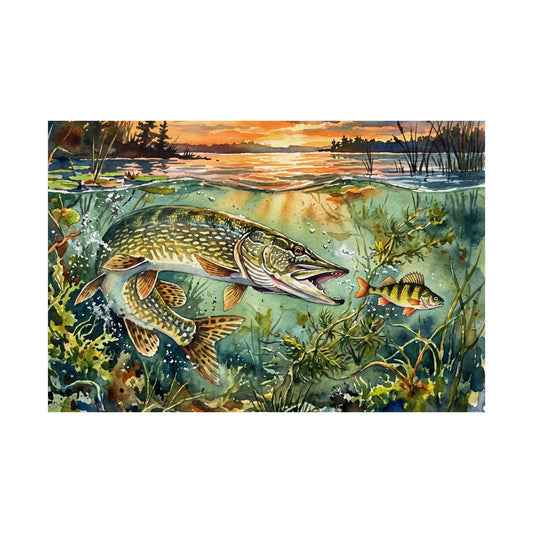 Pike Underwater Scene Poster