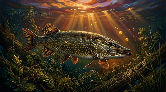Northern Pike Wall Art-Vintage Freshwater Fish Poster-Fishing Decor