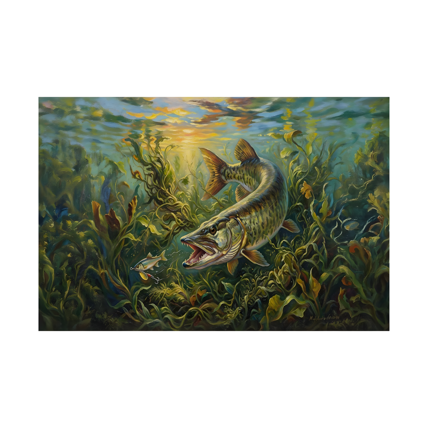 Underwater Muskellunge Art Poster — Fishing Wall Decor