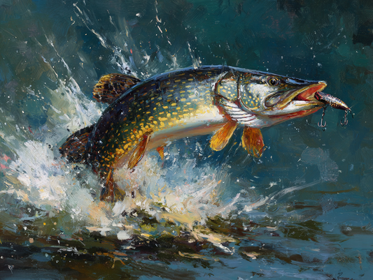 Northern Pike Mid-Strike — Matte Horizontal Wall Art