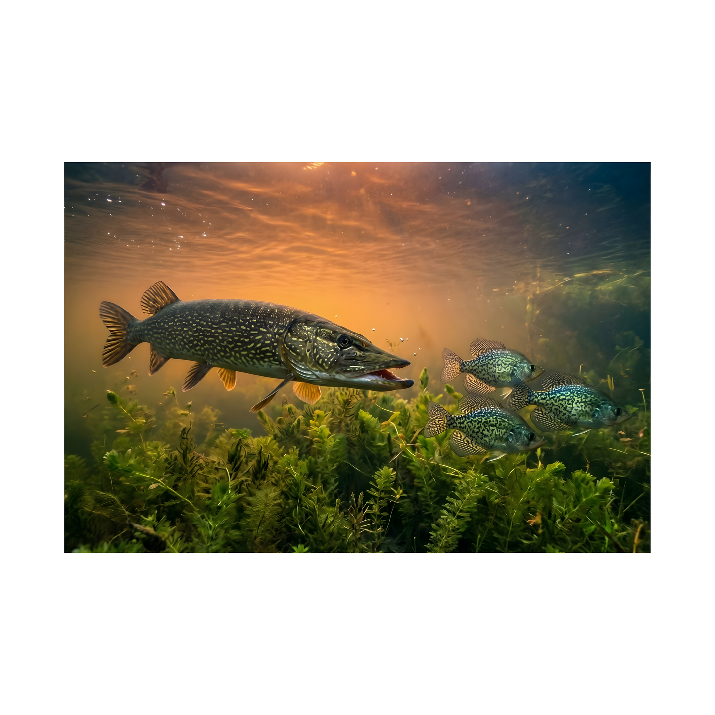 Northern Pike in Sunlit Shallows — Matte Horizontal Wall Art